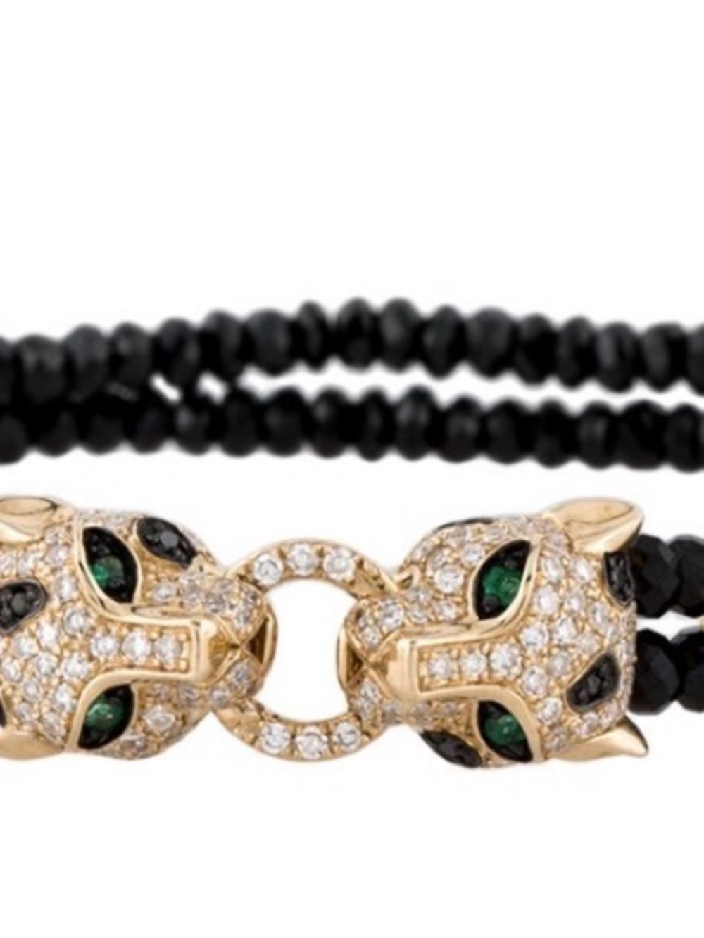 EFFY Panther Leopard Diamond, Emerald, Spinel Bracelet 14k Yellow Gold